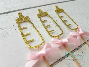 Baby bottle cupcake toppers. Baby shower toppers. Baby shower decorations. Baby girl, baby boy. Pink and gold, blue, silver.
Baby bottle cupcake toppers. Baby shower toppers. Baby shower decorations. Baby girl, baby boy. Pink and gold, blue, silver.