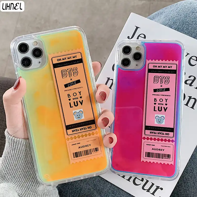 Cool Luminous Dynamic Quicksand Label Case For Iphone 11 11pro Max 7 7plus 8 8plus Cover For Iphone X Xs Max Xr Funda Coque Etui Aliexpress