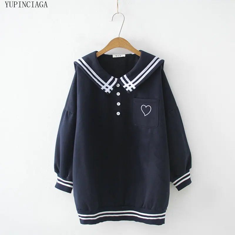 Women Sweatshirt Korean Sweet Preppy Style Sailor Collar Love Print Pocket Girls Fleece Sweatshirts Loose Tracksuit Pullover
Women Sweatshirt Korean Sweet Preppy Style Sailor Collar Love Print Pocket Girls Fleece Sweatshirts Loose Tracksuit Pullover
