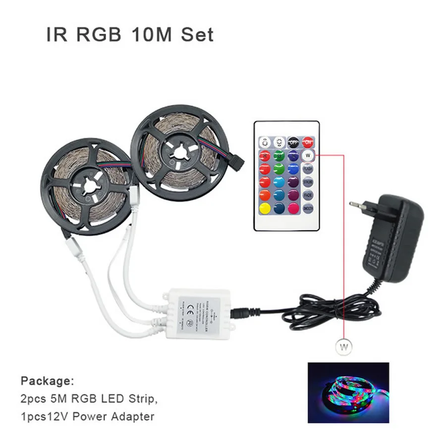 LED Strip Light DC 12V SMD 2835 5050 Flexible Diode Ribbon Tape RGB 5M 10M 15M 44Key Power Remote Full Set Waterproof Lighting
LED Strip Light DC 12V SMD 2835 5050 Flexible Diode Ribbon Tape RGB 5M 10M 15M 44Key Power Remote Full Set Waterproof Lighting