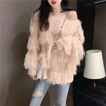 Fashion Women Tasseled Sweaters 2020 New Spring Chic Sweaters Tops Sexy Slash Neck Knitted Jumpers Long Sleeve Loose Pullovers
Fashion Women Tasseled Sweaters 2020 New Spring Chic Sweaters Tops Sexy Slash Neck Knitted Jumpers Long Sleeve Loose Pullovers