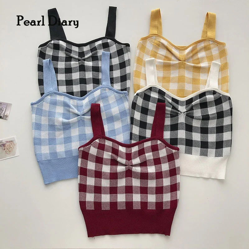 Pearl Diary Women Plaid Knitted Tops Ruched Sleeveless Front Strappy Check Short Chic Tops For Holiday Beach Casual Tops
Pearl Diary Women Plaid Knitted Tops Ruched Sleeveless Front Strappy Check Short Chic Tops For Holiday Beach Casual Tops