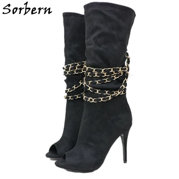 Sorbern Fashion Mid Calf Boots Women Open Toe Gold Chains High Heel Stilettos Shoe Women Long Boots Designer Brand Luxury Women
Sorbern Fashion Mid Calf Boots Women Open Toe Gold Chains High Heel Stilettos Shoe Women Long Boots Designer Brand Luxury Women