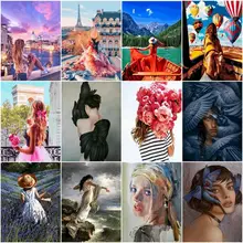 

GATYZTORY 40x50cm Digital Oil Painting Girl Acrylic Wall Art Oil Painting By Numbers Hand Painted Portrait Kits Home Decoration