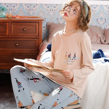 100% Cotton Wear Comfortable Pajamas For Women Long Sleeve&Pants 2 Pcs Leisure Pyjama Sets For Girl Nice Home Suits
100% Cotton Wear Comfortable Pajamas For Women Long Sleeve&Pants 2 Pcs Leisure Pyjama Sets For Girl Nice Home Suits