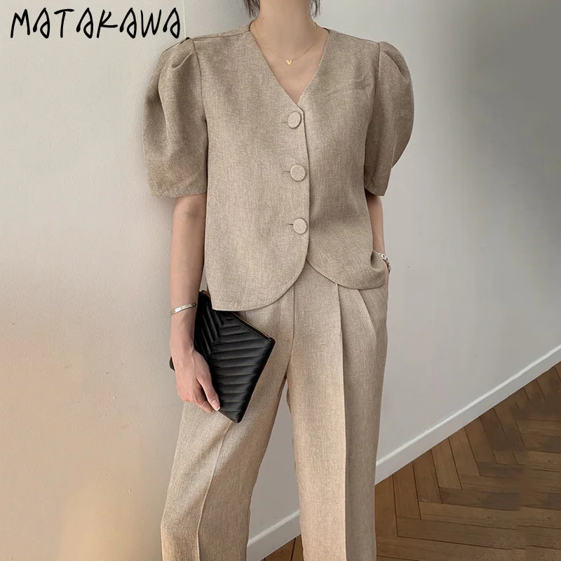 Комплект из двух предметов MATAKAWA женский короткий костюм пальто с V-образным