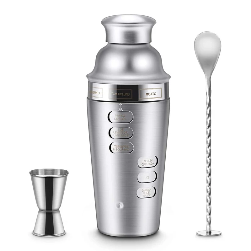 Cocktail Shaker Kit Bar Set Martini Set with Recipe Guide Rotation Stainless Steel Tool Accessories Built-in Bartender Strainer
Cocktail Shaker Kit Bar Set Martini Set with Recipe Guide Rotation Stainless Steel Tool Accessories Built-in Bartender Strainer