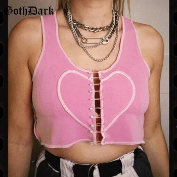 Goth Dark E-girl Pink Summer Tank Tops Y2k Chic Heart Contrast Stitch Hook Pins Crop Top 90s Streetwear Sleeveless Women Cloth
Goth Dark E-girl Pink Summer Tank Tops Y2k Chic Heart Contrast Stitch Hook Pins Crop Top 90s Streetwear Sleeveless Women Cloth