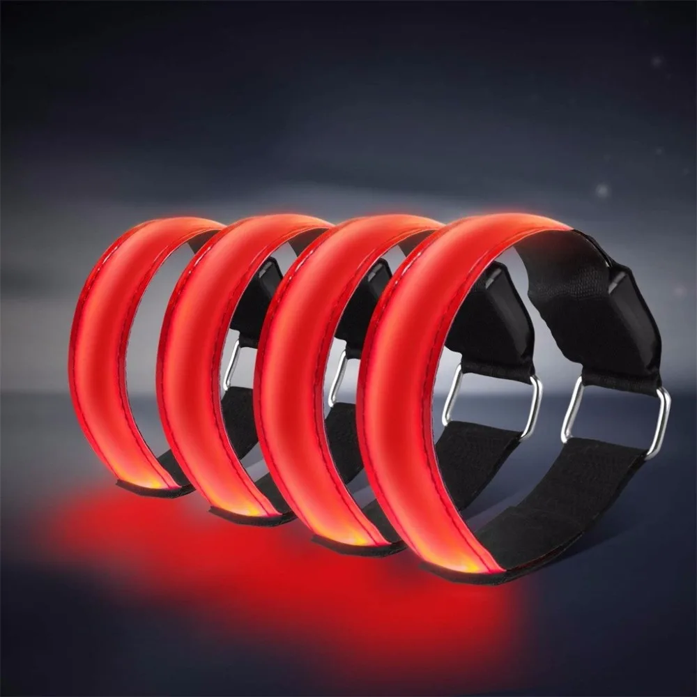 LED Armband 4-Pack Glow Bracelet Safety Light-Up Sports Wristband Ankle Reflective Strips with LED Flashing Lights for Running (16)