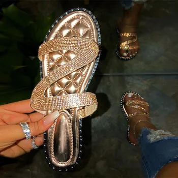 Summer Women Flat Slippers Woman Crystal Bling Casual Shoes Female Flip Flops Sandals Rhinestone Outdoor Beach Slides Ladies
Summer Women Flat Slippers Woman Crystal Bling Casual Shoes Female Flip Flops Sandals Rhinestone Outdoor Beach Slides Ladies