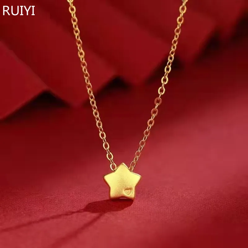 

Pure 999 Gold Five-pointed Star Pendant Necklace Real 24K Gold Pendant for Women Fine Jewelry Gift