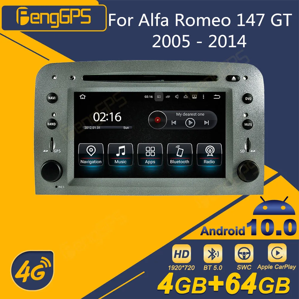 

For Alfa Romeo 147 GT 2005 - 2014 Android Car Radio 2Din Stereo Receiver Autoradio Multimedia Player GPS Navi Head Unit