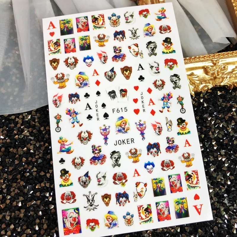 3D Halloween Nail Design Anime Joker Red Lips Sliders Nail Stickers Nails Accessories Fashion Manicure Stickers
3D Halloween Nail Design Anime Joker Red Lips Sliders Nail Stickers Nails Accessories Fashion Manicure Stickers