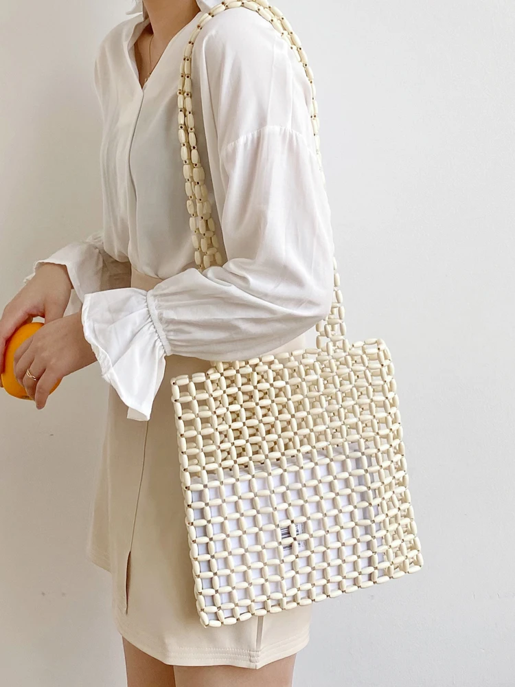 Маленькая женская сумка ручное вязание деревянная вышитые бисером сумки ажурная