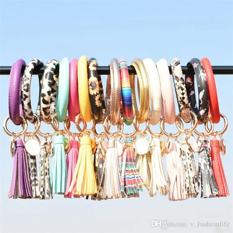 Ladies Tassel Bracelet PU Leather Wrapped Keyring Leopard Print Lily Printed Key Chain Wristband Sunflower Oil Drop Circle Chain 
Ladies Tassel Bracelet PU Leather Wrapped Keyring Leopard Print Lily Printed Key Chain Wristband Sunflower Oil Drop Circle Chain