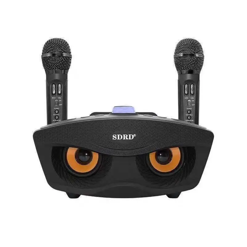 Портативный Bluetooth динамик с 2 беспроводными микрофонами для улицы дома KTV стерео
