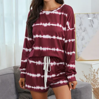 Tie Dye Women Autumn New Striped Long Tshirt And Shorts Set Casual Two Piece Sets Pajama Set Female Hand Painted Pattern Outfits
Tie Dye Women Autumn New Striped Long Tshirt And Shorts Set Casual Two Piece Sets Pajama Set Female Hand Painted Pattern Outfits