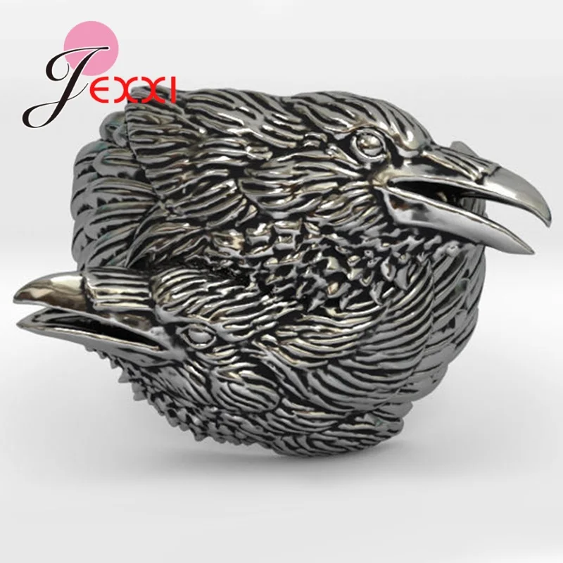 Eagle Pattern Round Finger Rings For Women Men Authentic Genuine 925 Sterling Silver Nordic Viking Jewelry Unisex Gift | Украшения и