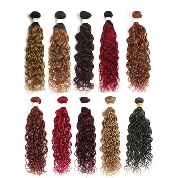 

Water Wave Human Hair Bundles 8-26Inch Brazilian Ombre Blonde Red Hair Weave Bundles 1PC Non-Remy Hair Extension Weft SOKU