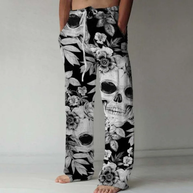 Skull Black Pants Men Summer New Mid Waist Lace Up Casual Joggers Men Straight Streetwear Pants Lugentolo
Skull Black Pants Men Summer New Mid Waist Lace Up Casual Joggers Men Straight Streetwear Pants Lugentolo