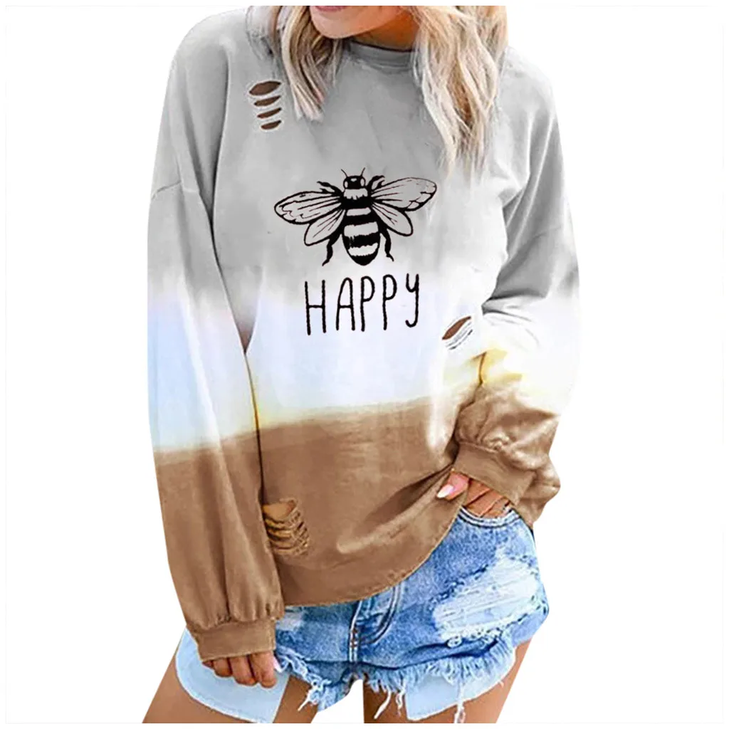Autumn Female Bee Print Gradient Color T-Shirts Long Sleeve Casual Tops Women Oversized T Shirt Harajuku Women Clothes
Autumn Female Bee Print Gradient Color T-Shirts Long Sleeve Casual Tops Women Oversized T Shirt Harajuku Women Clothes