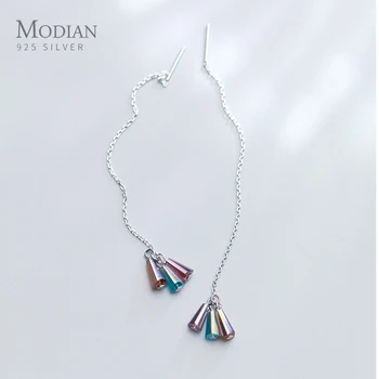 Modian Spring Design Long Chain Drop Earrings for Women Girl Colorful Crystal 925 Sterling Silver Dangle Earing Brincos Bijoux
Modian Spring Design Long Chain Drop Earrings for Women Girl Colorful Crystal 925 Sterling Silver Dangle Earing Brincos Bijoux