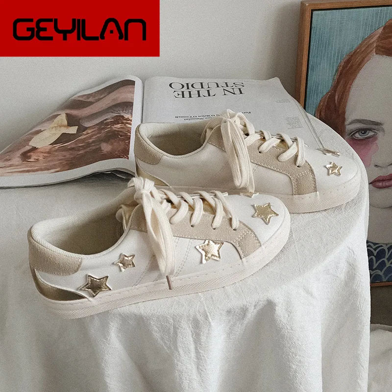 

Women Flats Classic Spring/autumn Star Casual Sports Small White Shoes Designer Sneakers Leather Women's Vulcanize Shoes 66C22