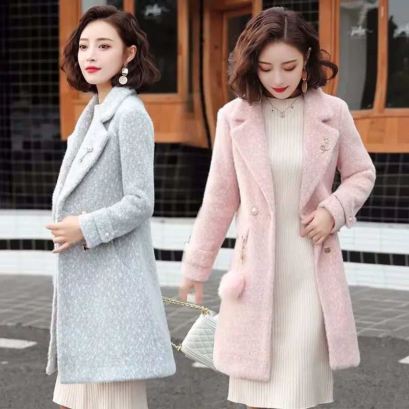 Fashion Faux Mink Woolen Woolen Coat Autumn Winter New Mid-length Woolen Coat Mink Fleece Coat Women Beaded Elegant Outerwear
Fashion Faux Mink Woolen Woolen Coat Autumn Winter New Mid-length Woolen Coat Mink Fleece Coat Women Beaded Elegant Outerwear