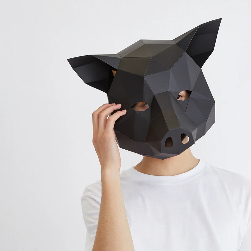 5 цветов 3D Бумажная Маска в виде головы свиньи головной убор животное DIY бумажная