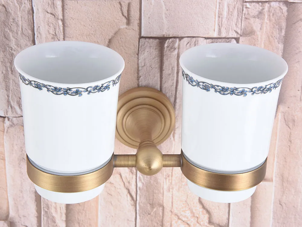 Classic Antique Brass Hotel Bathroom Wall Mount Double Lace Ceramic Cups Toothbrush Holder 2ba738
Classic Antique Brass Hotel Bathroom Wall Mount Double Lace Ceramic Cups Toothbrush Holder 2ba738