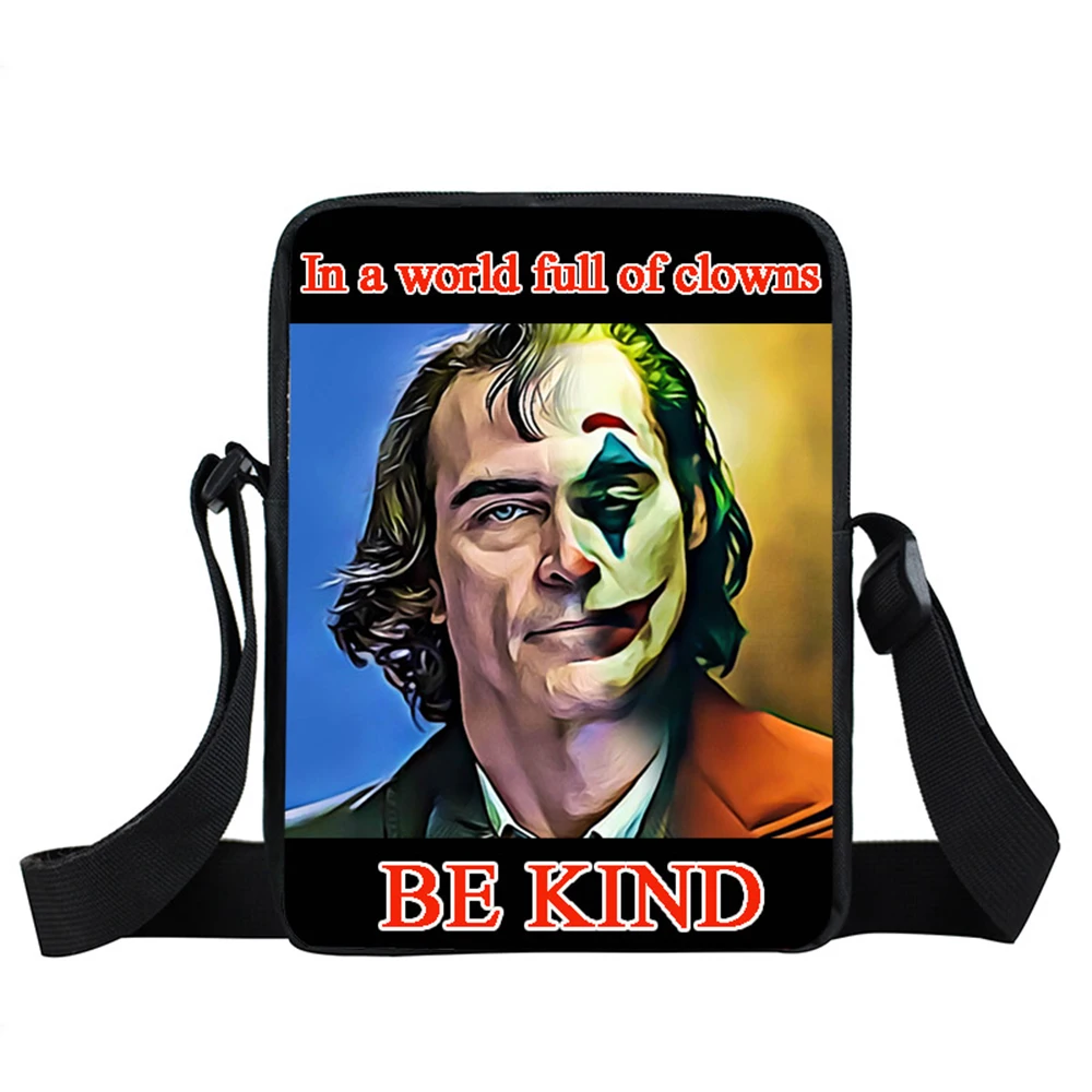 Joker Be Kind mini messenger bags Joaquin Phoenix women men handbag small shoulder bag kids bookbag boys totes girl corss bags 
Joker Be Kind mini messenger bags Joaquin Phoenix women men handbag small shoulder bag kids bookbag boys totes girl corss bags
