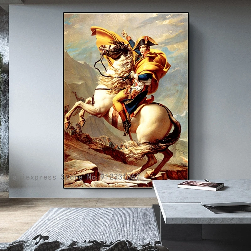 Картина маслом Наполеона по Альпам Классический настенный постер в стиле ретро