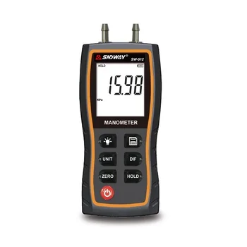 SNDWAY SW-512 Differential Manometer Hand-held LCD Digital Dual-port Manometer Differential Air Pressure Gauges Tester
SNDWAY SW-512 Differential Manometer Hand-held LCD Digital Dual-port Manometer Differential Air Pressure Gauges Tester