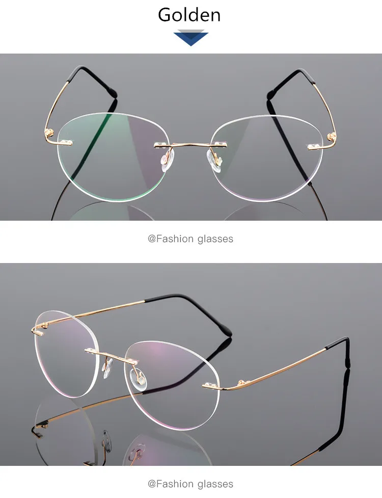 Titanium Alloy Framless owalne okulary dla osób z krótkowzrocznością wykończone kobiety mężczyźni ultralekki okulary korekcyjne bez oprawek 0 -0.5 -0.75 To -6.0 16 H68b3b8fbc616427bb1272449aa9466e8N