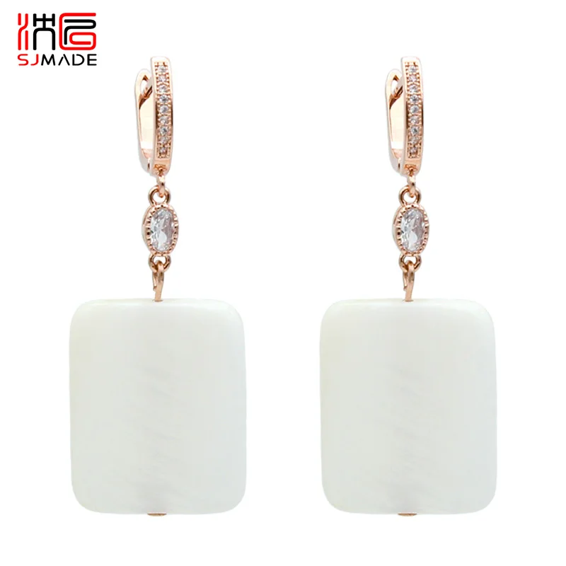 SJMADE Square 585 Rose Gold Dangle Earrings Natural White Shell For Women Girl Wedding Party Jewelry Retro Temperament Eardrop
SJMADE Square 585 Rose Gold Dangle Earrings Natural White Shell For Women Girl Wedding Party Jewelry Retro Temperament Eardrop