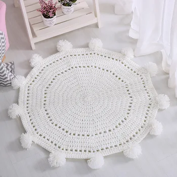 Handmade Round Rug Solid Knitted Pompom Ball Mat for Kids Play Area Rug 80X80cm Nursery Room Living Room
Handmade Round Rug Solid Knitted Pompom Ball Mat for Kids Play Area Rug 80X80cm Nursery Room Living Room
