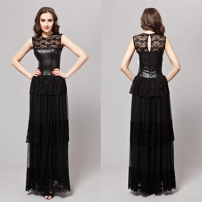 Ck36 Europe And America Popular Style Faux Leather Lace Joint Sleeveless Long Banquet Host Evening Gown
Ck36 Europe And America Popular Style Faux Leather Lace Joint Sleeveless Long Banquet Host Evening Gown