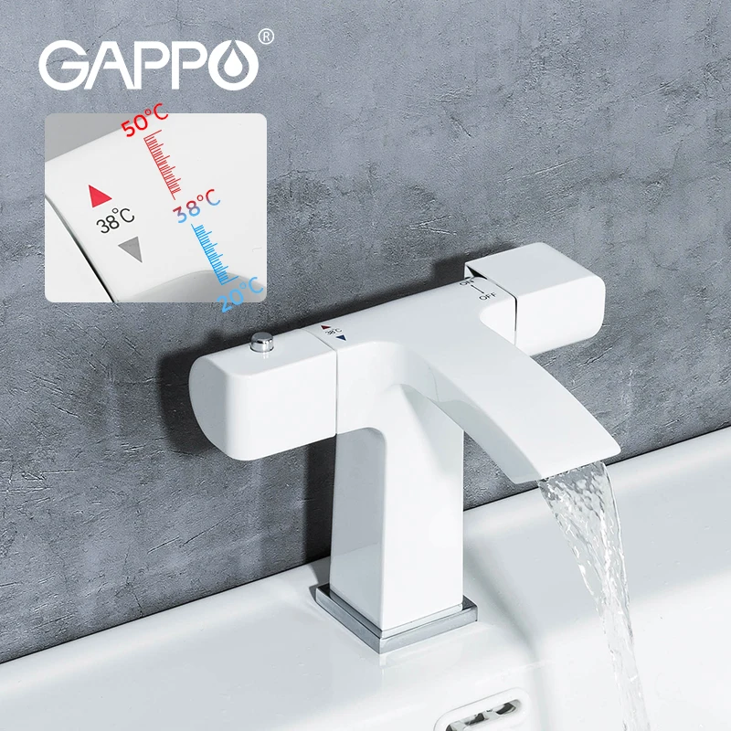 GAPPO Thermostatic Basin Faucet Bathroom Mixer Sink Faucet White Basin Taps Deck Mounted Hot Cold Water Mixer Tap Crane G1007-50
GAPPO Thermostatic Basin Faucet Bathroom Mixer Sink Faucet White Basin Taps Deck Mounted Hot Cold Water Mixer Tap Crane G1007-50