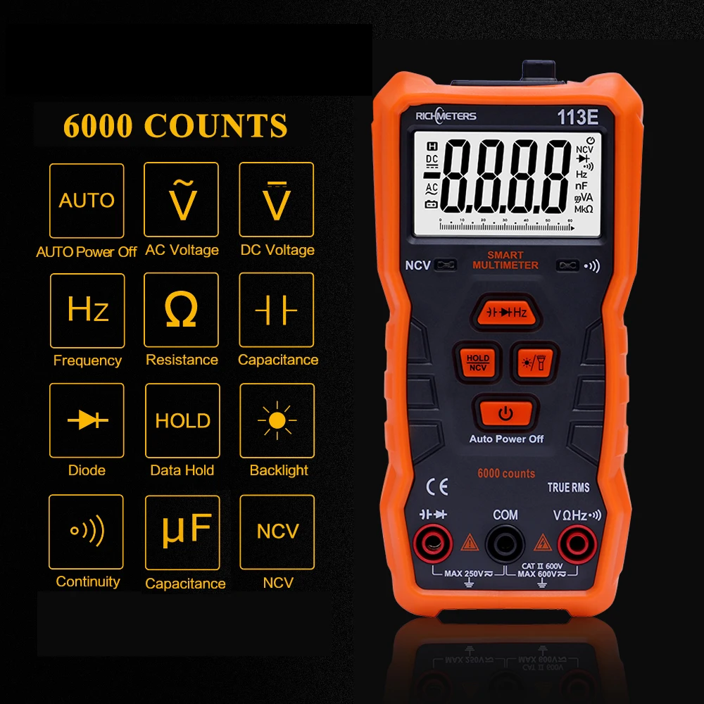 Generic RICHMETERS RM113A NCV Digital Multimeter Profesional HFE AC/DC ...