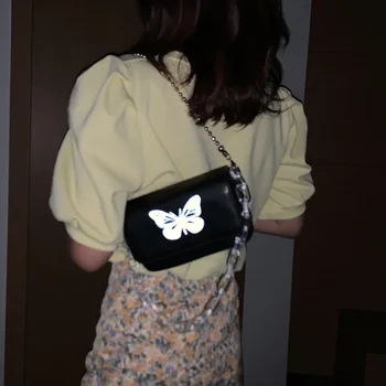 Fashion Butterfly Print PU Shoulder Bags Women Small Chain Bag Reflective Design Korean Casual Black White Pink Handbags 2020
Fashion Butterfly Print PU Shoulder Bags Women Small Chain Bag Reflective Design Korean Casual Black White Pink Handbags 2020