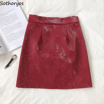 Skirts Women PU Pure Color Simple All-match Above Knee Skirt for Womens Korean Style Students Daily Newest Empire Slim-fit Chic
Skirts Women PU Pure Color Simple All-match Above Knee Skirt for Womens Korean Style Students Daily Newest Empire Slim-fit Chic