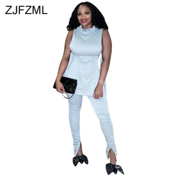 Solid Sexy 2 Piece Sweat Suits Women Turtlenecks Tank Sleeveless Side Lace Up T Shirts + Ruched Slit Bottom Pants 2 Pcs Outfit
Solid Sexy 2 Piece Sweat Suits Women Turtlenecks Tank Sleeveless Side Lace Up T Shirts + Ruched Slit Bottom Pants 2 Pcs Outfit