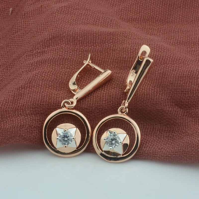 FJ Women 585 Rose Mixed White Round Hollow Dangle Earrings Cubic Zircon Drop Earrings
FJ Women 585 Rose Mixed White Round Hollow Dangle Earrings Cubic Zircon Drop Earrings
