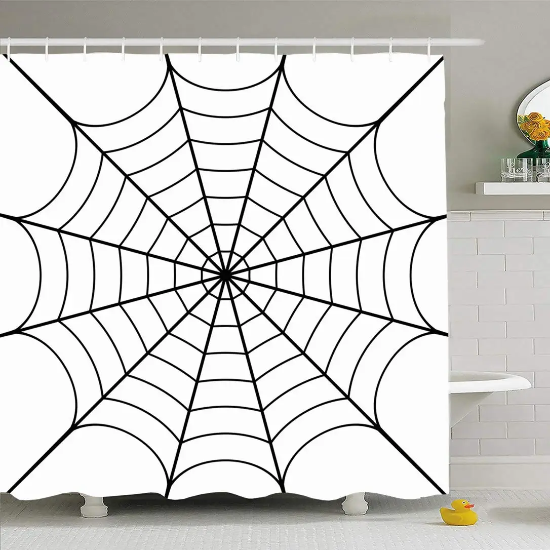 Shower Curtain Set with Hooks 60x72 Thread Poisonous Haloween White Networking Cobweb Animal Spooky Design Network Pattern
Shower Curtain Set with Hooks 60x72 Thread Poisonous Haloween White Networking Cobweb Animal Spooky Design Network Pattern