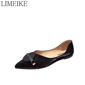 LIMEIKE Autumn Women Flats Pointed Toe Flats Women Fashion Crystal Button Soft Sole Loafers
LIMEIKE Autumn Women Flats Pointed Toe Flats Women Fashion Crystal Button Soft Sole Loafers