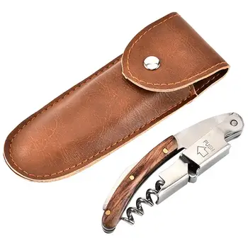 Wine Bottle Opener Wood Handle Corkscrew Stainless Steel Knife Kitchen Portable Screw Tool With Leather Case Wine Bottle Opener 
Wine Bottle Opener Wood Handle Corkscrew Stainless Steel Knife Kitchen Portable Screw Tool With Leather Case Wine Bottle Opener
