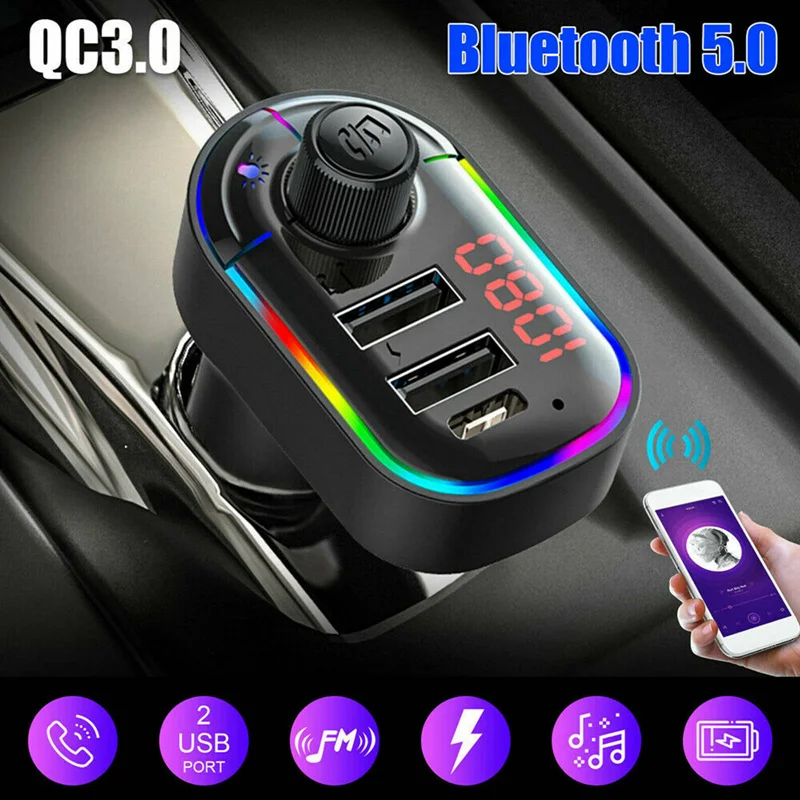 RGB Light Car FM Transmitter Bluetooth 5.0 Wireless Handsfree USB Drive TF Card MP3 Player Dual USB Charger
RGB Light Car FM Transmitter Bluetooth 5.0 Wireless Handsfree USB Drive TF Card MP3 Player Dual USB Charger