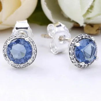 Original 925 Sterling Silver Earring Blue Round Sparkle Stud Earrings With Crystal For Women Wedding Gift Fine Europe Jewelry
Original 925 Sterling Silver Earring Blue Round Sparkle Stud Earrings With Crystal For Women Wedding Gift Fine Europe Jewelry