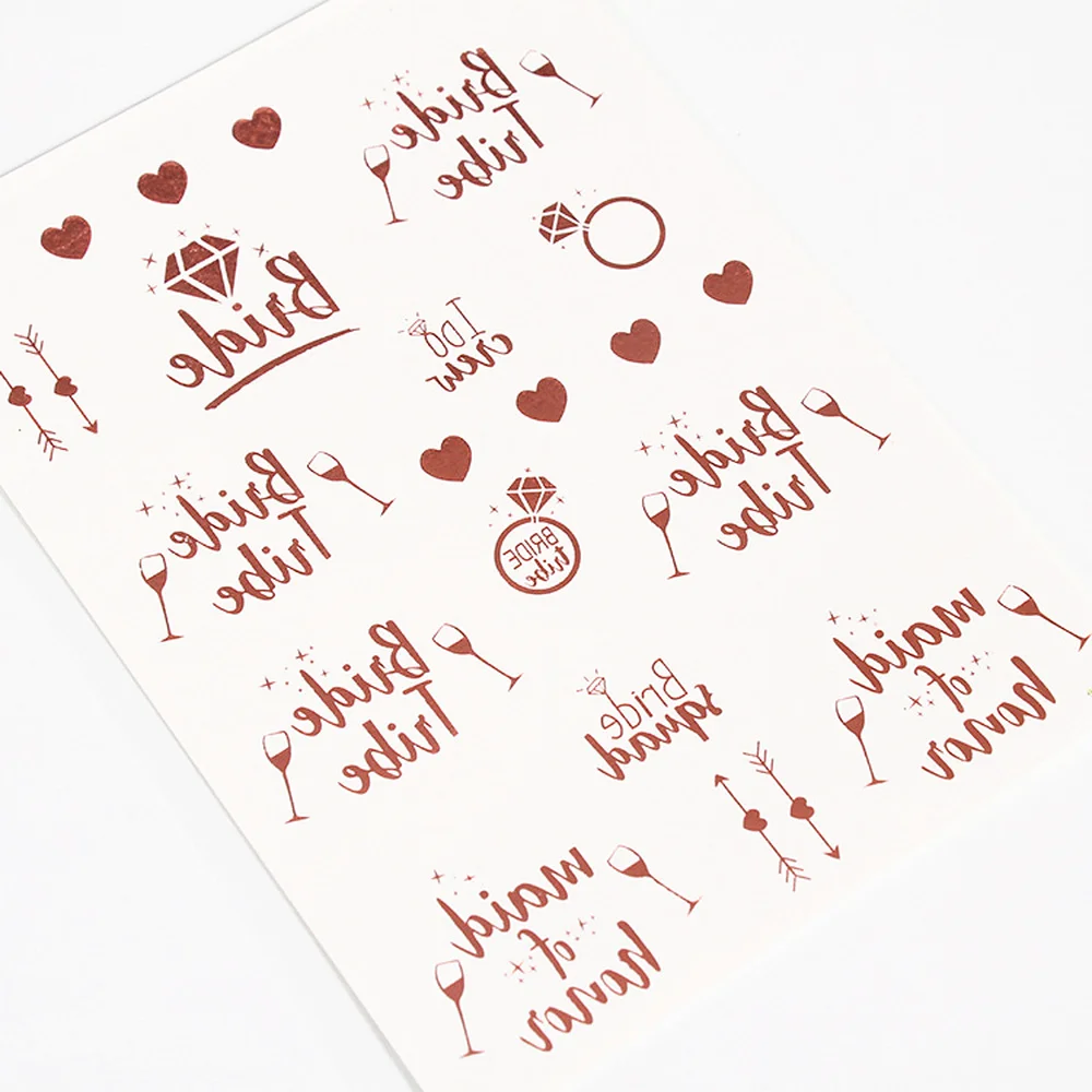 1PC Rose Gold Sticker Bride To Be Wedding Supplies Bachelorette Party Team Bride Bridesmaid Tribe Temporary Tattoo Hen Sticker,Q 
1PC Rose Gold Sticker Bride To Be Wedding Supplies Bachelorette Party Team Bride Bridesmaid Tribe Temporary Tattoo Hen Sticker,Q