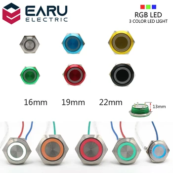 16/19/22mm 3 Triple Color RGB LED Light Mirco Switch Short Strock Momentary Self-Reset Waterproof Metal Push Button Switch Power
16/19/22mm 3 Triple Color RGB LED Light Mirco Switch Short Strock Momentary Self-Reset Waterproof Metal Push Button Switch Power
